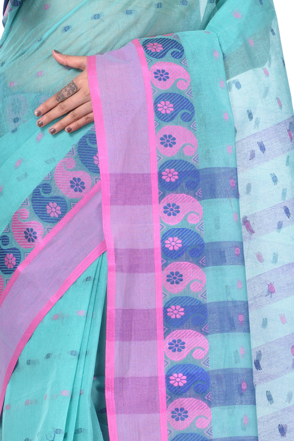 Light Green Pure Cotton Amkolka_Par Tant Saree (476)